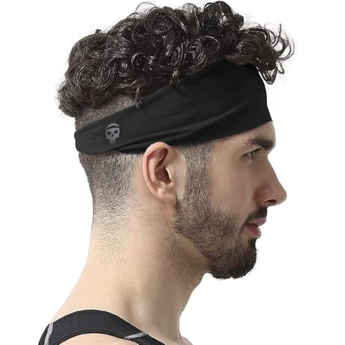 Close-up of a premium headbands for men made of moisture-wicking fabric keeping sweat away from the forehead