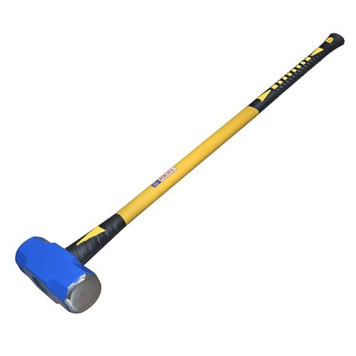 Fitness enthusiast performing dynamic swings with a weighted hammer, focusing on improving hammer and strength during gym training