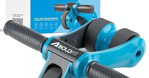 Ergonomic ab roller wheel with dual wheels and soft-grip handles for core strengthening exercises, an essential part of home gym equipment.